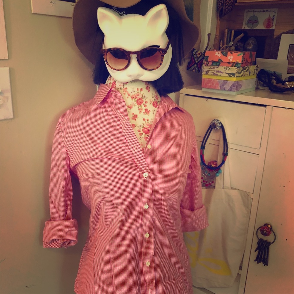 Jcrew Checked Gingham Collard Button Up - image 1